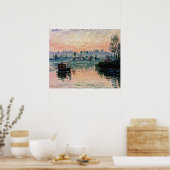 Zonsondergang bij Lavacourt (2) Een rustige avondg Poster (Keuken)