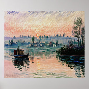 Zonsondergang bij Lavacourt (2) Een rustige avondg Poster