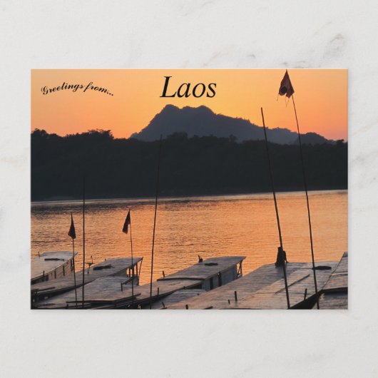 Zonsondergang bij Luang Prabang Laos Briefkaart (Voorkant)