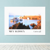 Zonsondergang bij Mevagissey Harbour, Cornwall Canvas Afdruk (Insitu (Houten vloer))