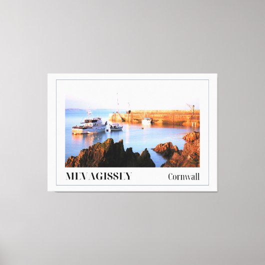 Zonsondergang bij Mevagissey Harbour, Cornwall Canvas Afdruk (Voorkant)