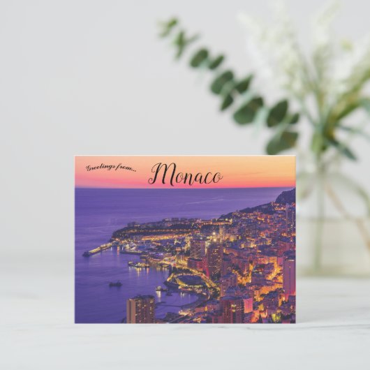 Zonsondergang bij Monaco City Briefkaart (Staand voorkant)
