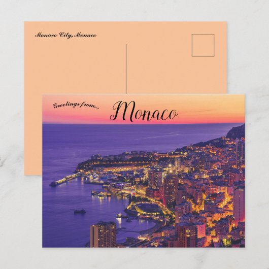 Zonsondergang bij Monaco City Briefkaart (Voorkant / Achterkant)