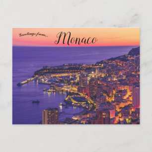 Zonsondergang bij Monaco City Briefkaart