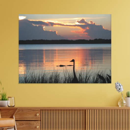 Zonsondergang bij Mt Dora, Florida Canvas Afdruk (Insitu (Woonkamer))