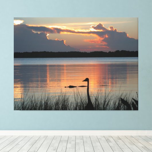 Zonsondergang bij Mt Dora, Florida Canvas Afdruk (Insitu (Houten vloer))