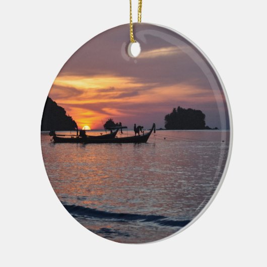 Zonsondergang bij Nai Yang Beach, Phuket, Thailand Keramisch Ornament (Links)