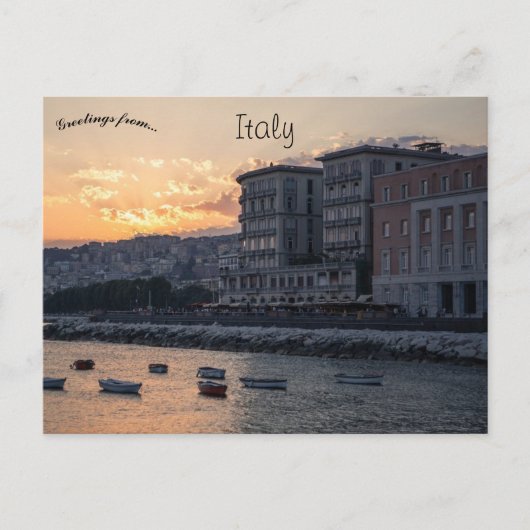 Zonsondergang bij Napoli Coastline Italië Briefkaart (Voorkant)