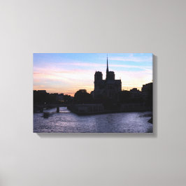 Zonsondergang bij Notre Dame de Paris Canvas Afdruk