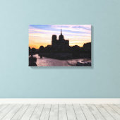 Zonsondergang bij Notre Dame de Paris Canvas Afdruk (Insitu (Houten vloer))