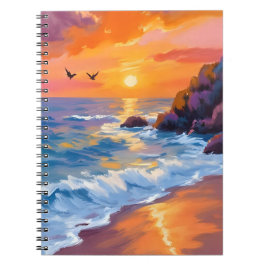 Zonsondergang bij Orange Beach | Kustschilderij Notitieboek