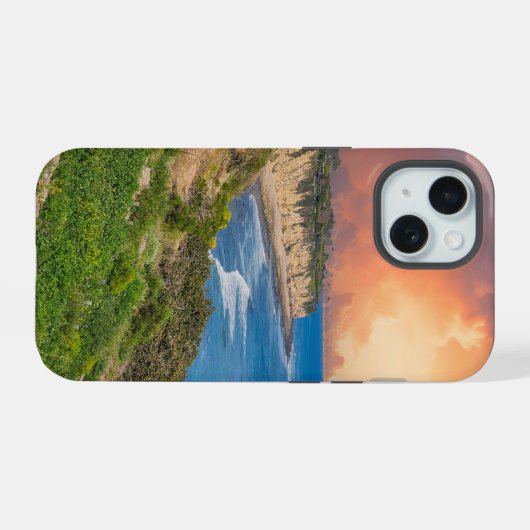 Zonsondergang bij Point Dume in Malibu iPhone 15 Case (Achterkant horizontaal)