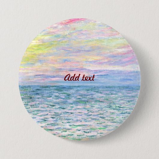 Zonsondergang bij Pourville door Monet SJABLOON Ronde Button 7,6 Cm (Voorkant)