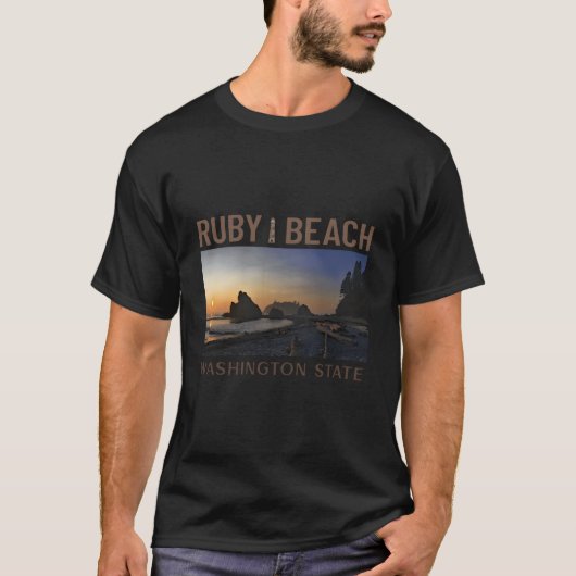 Zonsondergang bij Ruby Beach Washington State T-shirt (Voorkant)