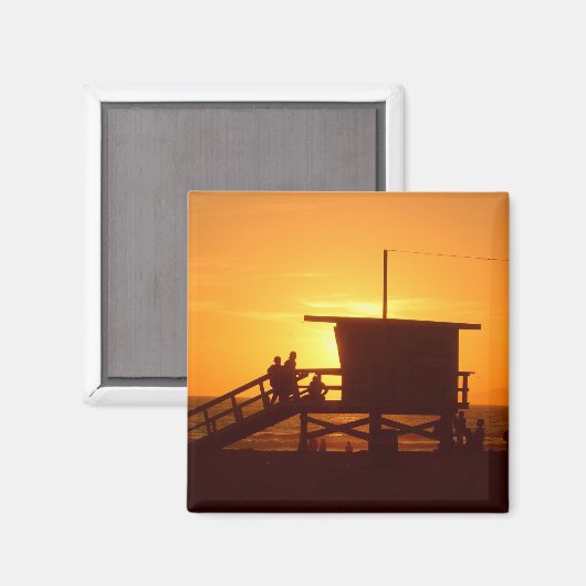 Zonsondergang bij Santa Monica State Beach Magnet (Voorkant / Achterkant)