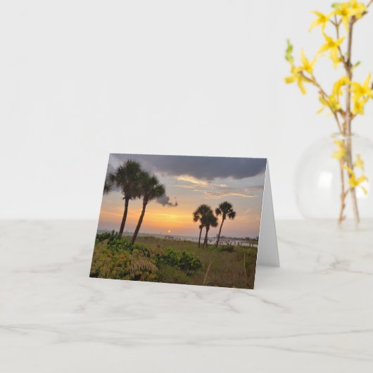 Zonsondergang bij Siesta Key blanco briefkaart (Gele Bloem)