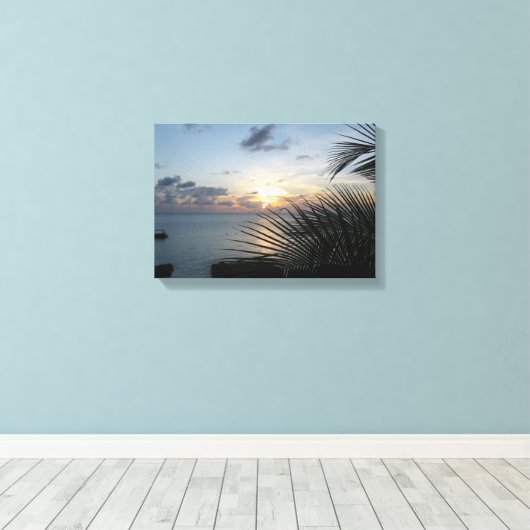 Zonsondergang bij Sunset House GCM Canvas Afdruk (Insitu (Houten vloer))