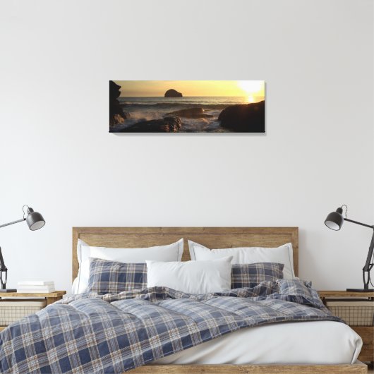 Zonsondergang bij Trebarwith Strand. Canvas Afdruk (Insitu (Slaapkamer))
