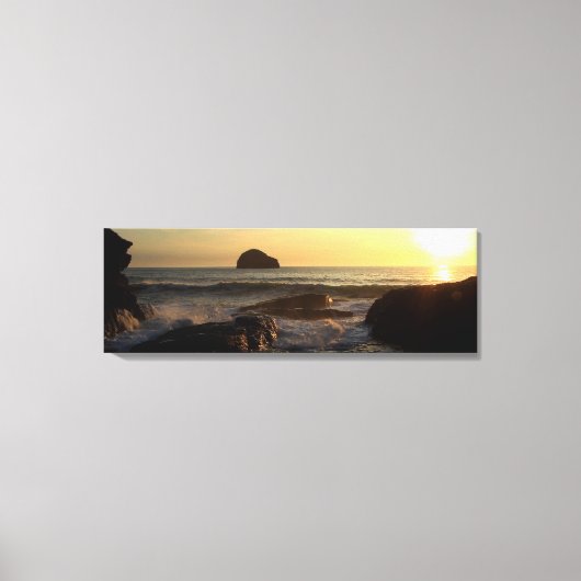 Zonsondergang bij Trebarwith Strand. Canvas Afdruk (Voorkant)