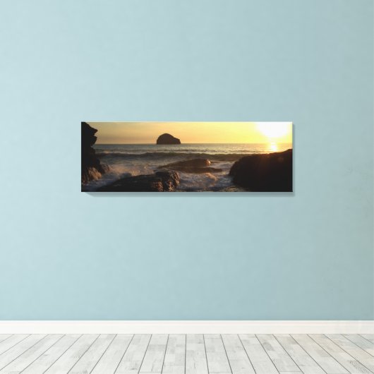 Zonsondergang bij Trebarwith Strand. Canvas Afdruk (Insitu (Houten vloer))