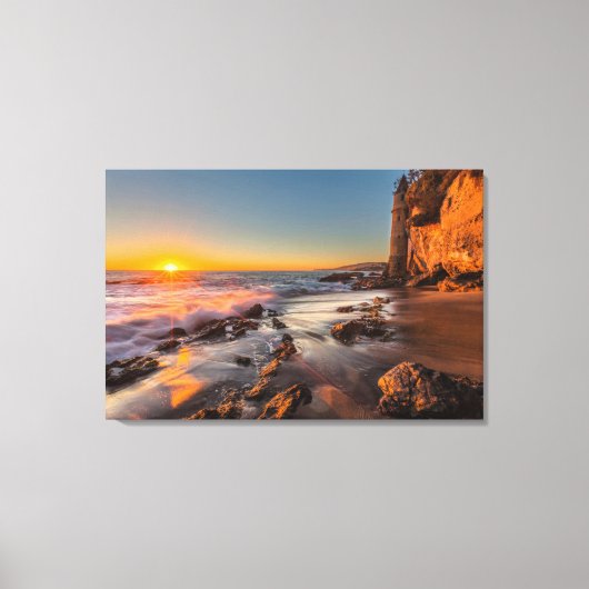 Zonsondergang bij Victoria Beach Canvas Afdruk (Voorkant)