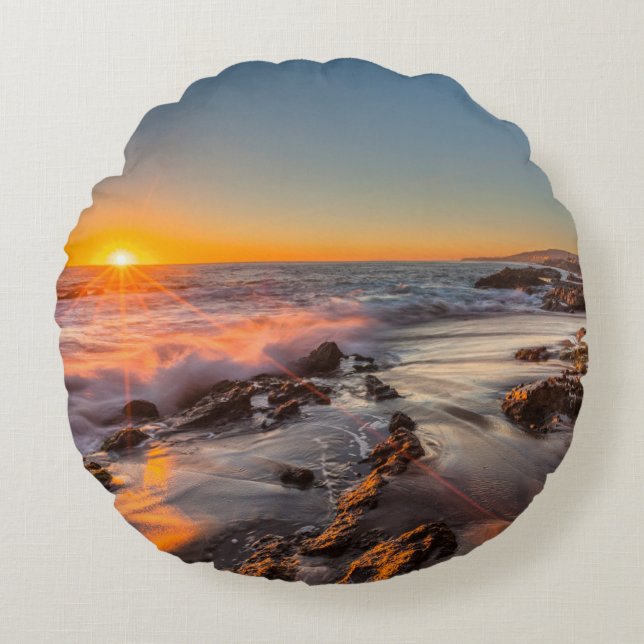 Zonsondergang bij Victoria Beach Rond Kussen (Voorkant)