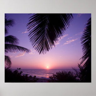Zonsondergang bij West End, Cayman Brac, Kaaimanei Poster