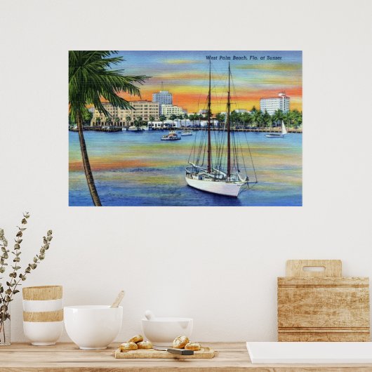  zonsondergang bij West Palm Beach Florida Poster (Keuken)