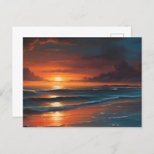 Zonsondergang bij zee art briefkaart