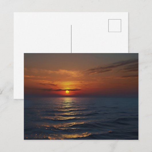 Zonsondergang bij zee art briefkaart (Voorkant / Achterkant)