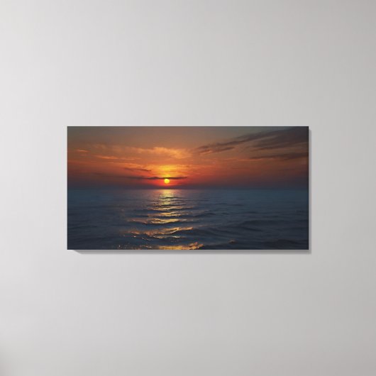 Zonsondergang bij zee art canvas afdruk (Voorkant)