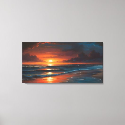 Zonsondergang bij zee art canvas afdruk (Voorkant)