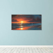 Zonsondergang bij zee art canvas afdruk (Insitu (Houten vloer))