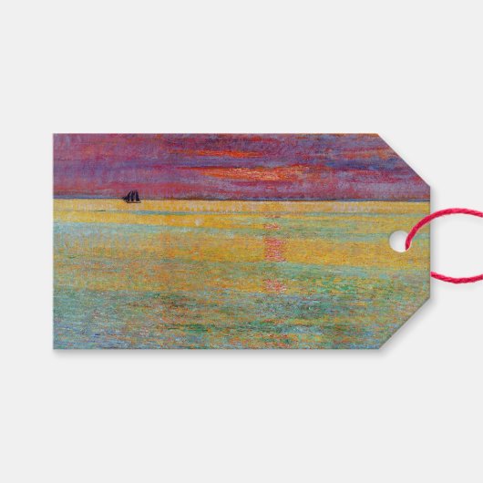 Zonsondergang bij Zee (door Childe Hassam) Cadeaulabel (Voorkant (Horizontaal))