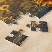 Zonsondergang bij Zonnebloemen Veldpuzzel Legpuzzel (Zijkant)