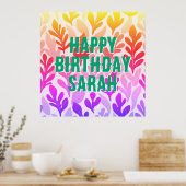 zonsondergang blad ombre kleurrijke vrolijke verja poster (Keuken)