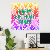 zonsondergang blad ombre kleurrijke vrolijke verja poster (Thuiskantoor)