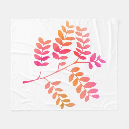 Zonsondergang bladeren fleece deken (Voorkant (Horizontaal))