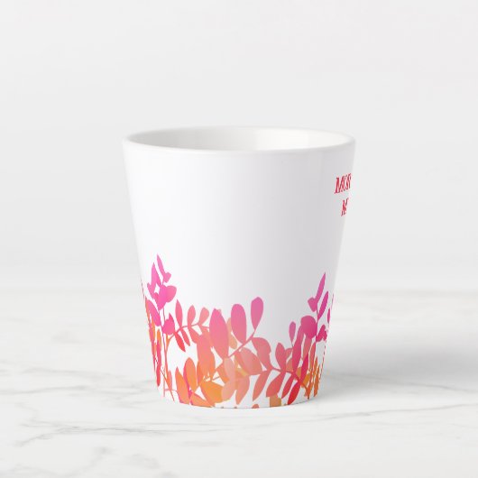 Zonsondergang bladeren latte mok (Voorkant)