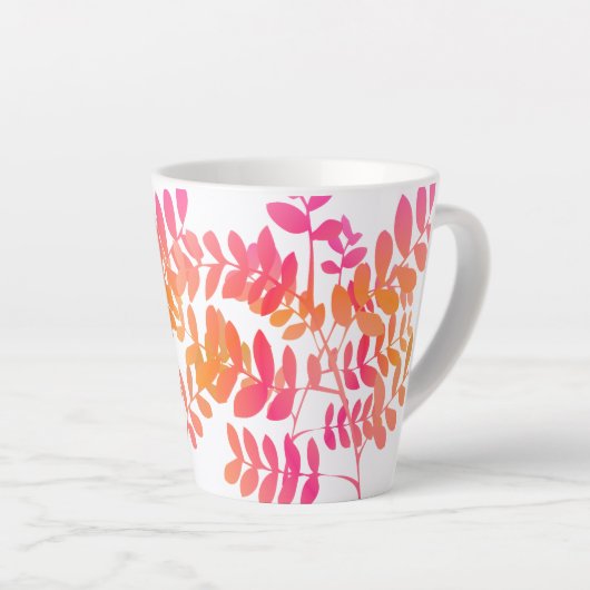 Zonsondergang bladeren latte mok (Rechterhoek)