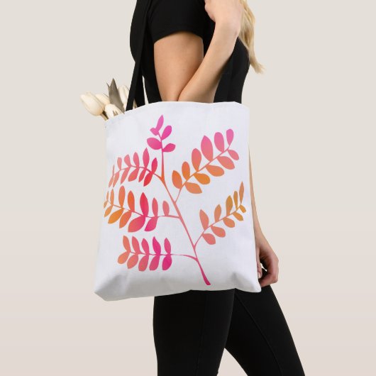 Zonsondergang bladeren tote bag (Dichtbij)