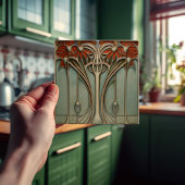 Zonsondergang bloeit Art Nouveau Tegeltje