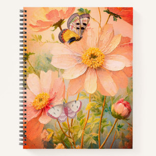 Zonsondergang Bloemen met Vlinders  Notitieboek