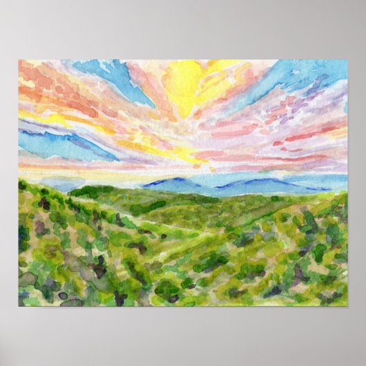 Zonsondergang Blue Ridge Studie 1 Poster (Voorkant)