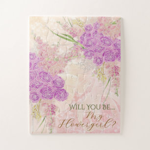 Zonsondergang Blush Blush Boog Roos Boeket-Bloemen Legpuzzel
