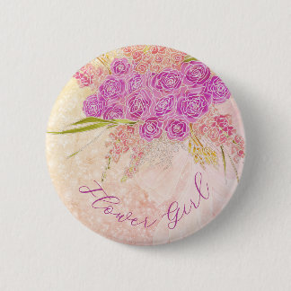 Zonsondergang Blush Boog Helder roze bloemenmeisje Ronde Button 5,7 Cm