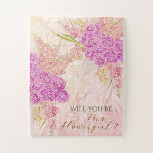 Zonsondergang Blush Boog  Helder Roze Boeket-Bloem Legpuzzel
