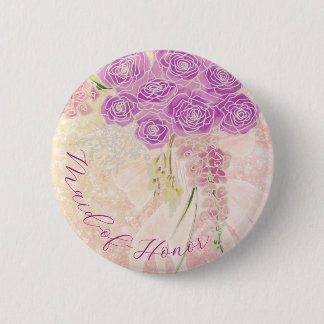 Zonsondergang Blush Boog Roos Boeket Bruidsmeisje Ronde Button 5,7 Cm