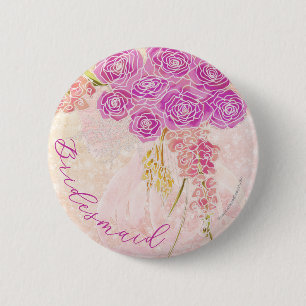 Zonsondergang Blush doorzichtige strik Bright Bouq Ronde Button 5,7 Cm