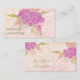 Zonsondergang blush lint en Bright Rose Boeket  Plaatskaartje